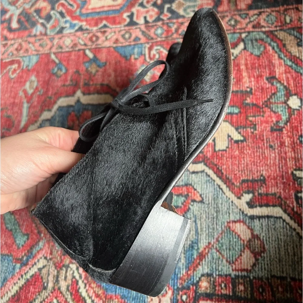 Billy Reid Black Pony Hair Indianola Lace Up Loafers/Low Boots— Size 7 - Picture 11 of 12